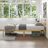 PUNICE Wooden Twin Size Bed Frame with Headboard, Wood Platform Bed Frame with Charging Station, Solid Wood Slat Support, 8.6 Inch Space Underneath, No Box Spring Needed, Easy Assembly PUNICE