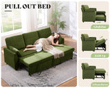 AMEILIFE Sleeper Sofa, Sofa Bed with Storage Chaise, Convertible Sofa Bed with Pull Out Couch, l Shaped Couch for Living Room, Linen Green AMERLIFE