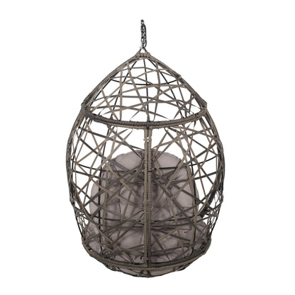 Christopher Knight Home Cayuse Outdoor Wicker Hanging Egg Chair, Gray