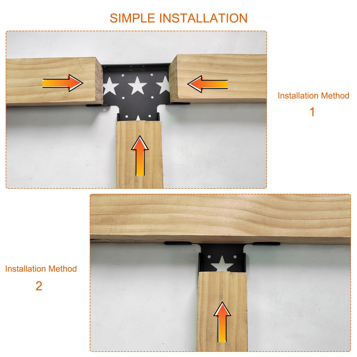 Wpbhk 4Pcs Heavy Duty Pergola Corner Brackets Extension 3-Way T Brackets for 4 x 4 Actual 3.5x3.5 Inch Post Bracket Pergola Gazebo Kit