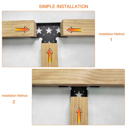 Wpbhk 4Pcs Heavy Duty Pergola Corner Brackets Extension 3-Way T Brackets for 4 x 4 Actual 3.5x3.5 Inch Post Bracket Pergola Gazebo Kit