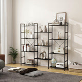 Panana Industrial 4-Tier Bookshelf with 11 Open Shelves and Metal Frame - Black Panana