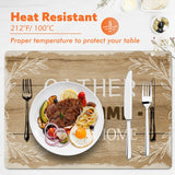 Aimego Wood Grain Placemats Set of 4 - Farmhouse Faux Leather Washable Non Slip Wipeable Waterproof Heat Resistant Place Mats for Kitchen Dining Table, Rustic Table Mats Set, 17" x 12" Aimego