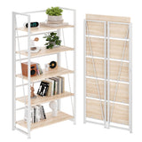 BHG Vintage Multifunctional Folding Bookshelf, No-Assembly Plant Stand Storage Rack Shelves for Home Office (White, 5-Tier) BHG