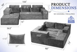 HABUTWAY 105" L-Shape Modular Sectional Sofa Couch for Living Room,No Assembly Required,Modular Comfy Sofa with Deep Seat for Living Room Bedroom,Luxury Distressed Velvet(Left,Grey) HABUTWAY