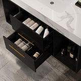 GAFFERIT 39.4" Bathroom Vanities with Ceramic Sink,Floating Bathroom Vanity,Wall Mounted Storage Cabinet with 2 Drawers and 2 Storage Spaces,Modern Bathroom Sink Cabinet with Metal Handles (Black) GAFFERIT