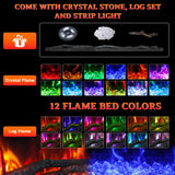 Weyderk 62"Electric Fireplace with Mantel for Living Room or Bedroom, Replaceable 36"Fireplace Insert Heater, Grey Marble Finish with Mantel, 3D Realistic Log and Flame Effect, Remote Control, Timer Weyderk