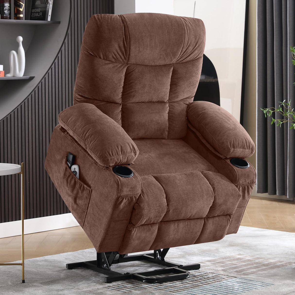 BOSMILLER Power Lift Recliner Chair for Elderly with Heat and Vibration Massage,Electric Recliner with USB Charging Port for Living Room, Infinite Position, Side Pocket BOSMILLER
