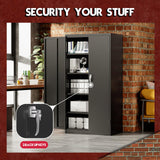 Pataku Garage Storage Cabinets, Black Metal Cabinet with Locking Doors and Shelves, 72.5"x 36"x18" Steel Tool Cabinet for Home Office, Basement, Pantry, File, Large Capacity… Pataku