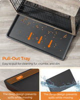 Feandrea Dog Crate Furniture, Side End Table, Modern Kennel for Dogs Indoor up to 70 lb, Heavy-Duty Dog Cage with Multi-Purpose Removable Tray, Double-Door Dog House, Greige UPFC003G01 Feandrea