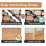 PrimeZone 27 PCS Solid Acacia Wood Interlocking Deck Tiles - 12" x 12" Waterproof Indoor Outdoor Patio Flooring Decking Tiles for Balcony, Backyard & Poolside, All Weather Use, Natural Wood PrimeZone
