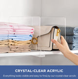 HBlife 6 Pack Closet Organizers and Storage, Clear Shelf Dividers, Vertical Purse Organizer for Closet Perfect for Sweater, Shirts, Handbags in Bedroom and Kitchen, Acrylic Bookshelf for Organization HBlife