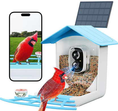 INVOCOO® Smart Bird Feeder with Camera Solar powered, AI Recognition, 1080P Auto Capture Bird & App Notify, Waterproof Camera Bird Feeder for Outside