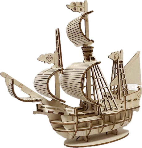 MPIUET 3D Wooden Puzzles for Adults Wooden Sailing Ship Model Kits for Adults, Wooden Watercraft Sailboat Model, 3D Jiasaw Puzzles, 3D Brain Teaser Puzzles, 6.5" × 2" × 6" MPIUET