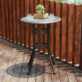 PHI VILLA 32" Cast Aluminum Patio Bar Table, 41" Height High Top Outdoor Table, Pub Height Bistro Round Table for Paito Lawn Garden, Brown PHI VILLA