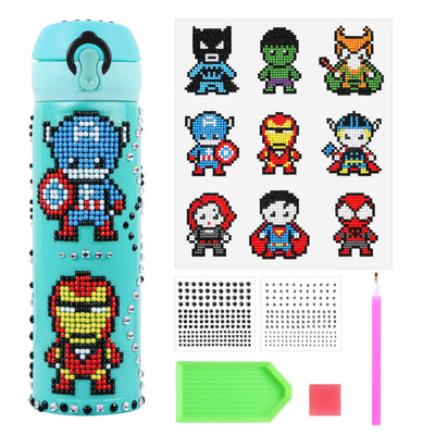 MEIEST Decorate Your Own Water Bottle with Hero 5D Diamond Art Painting Stickers Kits & Glitter Gems