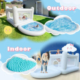 White Bounce House, Bounce House for Kids 3-6 with Ball Pit Pool, Toddler Mini Bounce House, Indoor Outdoor Inflatable Bounce House for Kids and Adults (Without Blower) CHUNNIAN
