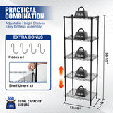WORKPRO Storage Shelves, 5-Tier Metal Shelving, Garage Wire Rack, 17-3/8"W x 11-1/2"D x 51-1/2"H, 550 LBS Load Capacity, Standing Food Shelving Unit, Adjustable Shelf for Kitchen Pantry Closet Garage WORKPRO