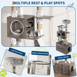 Cat Tree with Litter Box Enclosure, 2-in-1 Cat Tower, 66.9-Inch Tall Cat Condo with Scratching Posts, Perch (Grey) GarveeLife