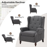 Consofa Wingback Recliner Chair with Massage and Heat, Wingback Recliner Tufted Fabric Push Back Recliner Chair for Living Room, Vintage Wingback Chair with Remote Control, Padded Cushion, Wooden Legs Consofa