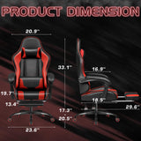 Homall Gaming Chair, Video Game Chair with Footrest and Massage Lumbar Support, Ergonomic Computer Chair Height Adjustable with Swivel Seat and Headrest (Red) Homall