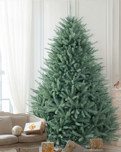 AMERZEST Christmas Tree 7ft Full Premium Blue Fir Artificial Christmas Tree Unlit, Hinged Blue Spruce Xmas Tree No Lights Arbol De Navidad Grande