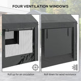 Outsunny Carport 10' x 20' Portable Garage, Height Adjustable Heavy Duty Car Port Canopy with 4 Ventilated Windows & 4 Roll-up Doors for Garden Tools, Car, Truck, Boat, Dark Gray Outsunny