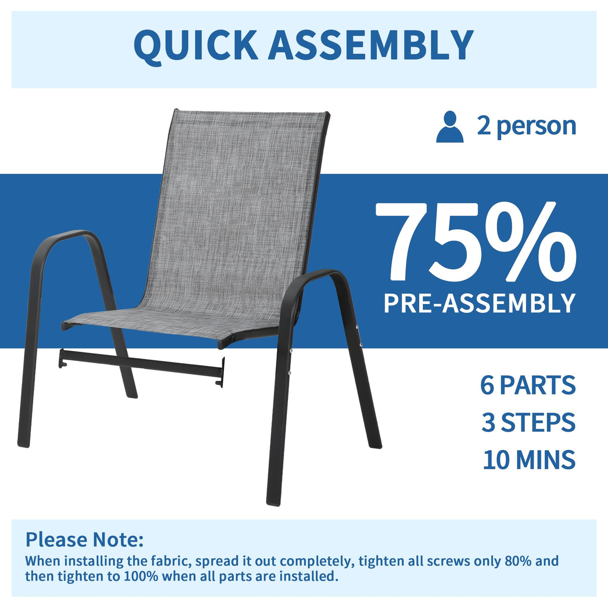 PIZZELLO Patio Chairs Set of 8 - Outdoor Stackable Dining Chairs for All Weather - Lightweight Textilene Outdoor Chair Sets with Armrests - 300Lbs Capacity - for Backyard Garden Porch Poolside (Grey) PIZZELLO