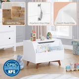 UTEX Kids Toy Box, Wooden Toy Chest, Kids Storage Organizer Bench with Front Book Storage Area for Boys and Girls, Children's Furniture, White UTEX