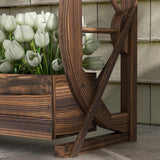 Outsunny 2-Tier Raised Garden Bed, Wooden Wagon Planter Boxes with Drainage Holes, for Vegetables Flowers Herbs, 22" x 13" x 22" Outsunny