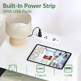 ODIKA Everyday Side Table with Fast Charging Station - USB C Cable Fast Charging, Wooden White Nightstand Bedside Table with 2 Drawers, End Table for Bedroom, Set of 1 ODIKA