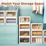 4 Tier Stackable Plastic Storage Bins with Lid and Wheels - 23 QT Closet Organizers and Storage, Foldable Storage Containers, Organization and Storage Boxes for Craft, Home, Pantry, Office, Dorm Wise Oannes