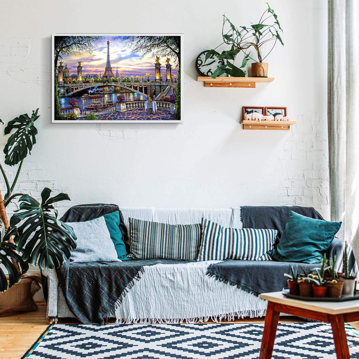 1000 Pieces Puzzles for Adult Wooden Jigsaw Puzzle 1000 Piece Puzzle Adult Children Elderly Puzzle Flower Eiffel Tower Paris Bridge Puzzle Gift for Mom Dad Family Friend Home Decor Wall Art 29.5x20IN najiaxiaowu