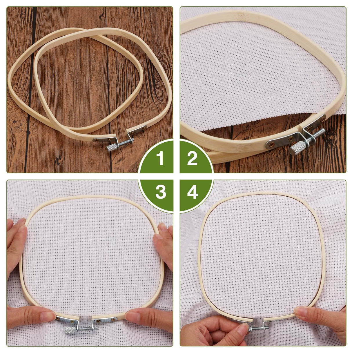 Caydo 3 Pieces 3 Sizes Square Embroidery Hoops Adjustable Circle Cross Stitch Hoop Embroidery Frames for Sewing, Needlework, DIY Embroidery Craft Caydo