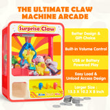 JOYIN Claw Machine Arcade Toy with LED Light & Adjustable Sound, Rechargable Dispenser Toys Mini Vending Machine for Kids - Perfect Christmas & Birthday Big Gifts for Kids, Ages 3+ JOYIN