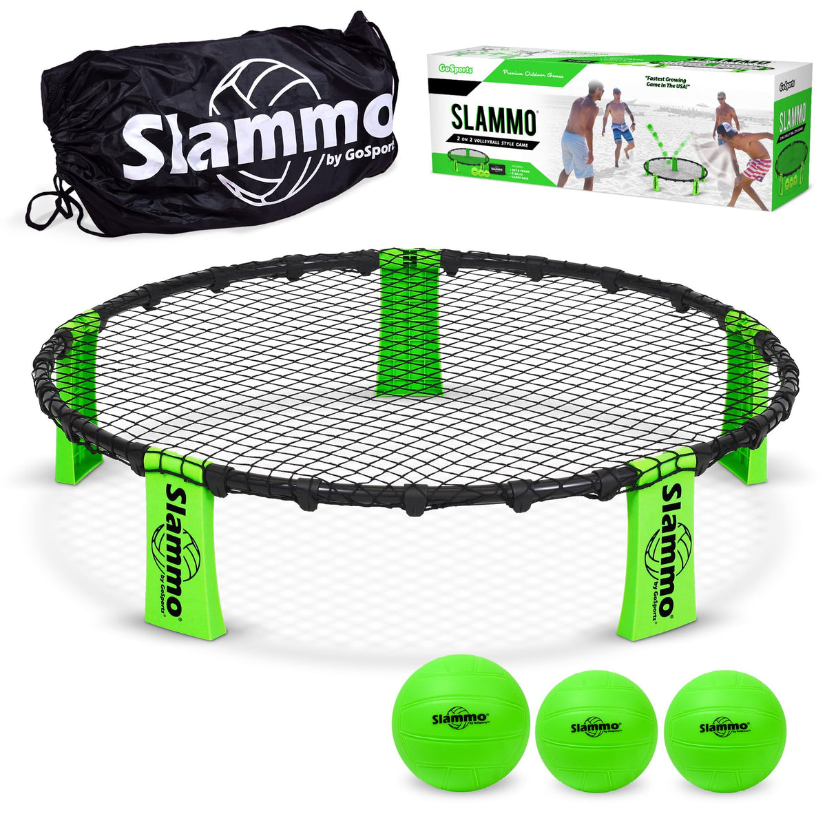 GoSports Slammo Game Set (Includes 3 Balls, Carrying Case and Rules) - Outdoor Lawn, Beach & Tailgating Roundnet Game for Kids, Teens & Adults GoSports
