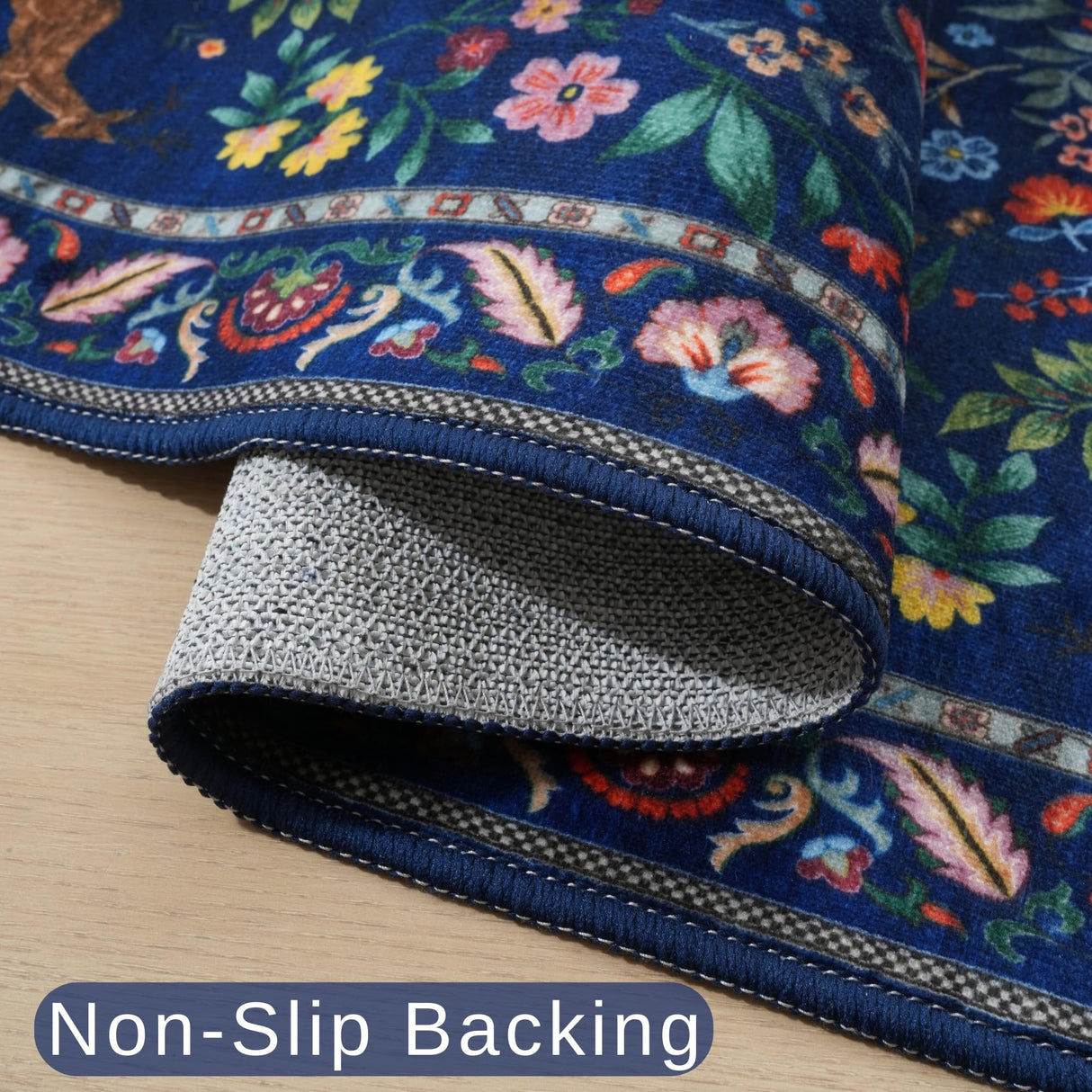 Rugcomf Runner Rug Washable Kitchen Runner 2'x 6'Runner Rug Floral Non-Slip for Entryway Indoor Soft Carpet Runner for Hallways, Kitchen, Laundry, Bedroom, Bathroom(Blue) Rugcomf