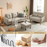 Pingliang Home 2 Piece Comfy Couch Set, 3 Seater & 2-Seater Sofa and Loveseat Set with Ottoman, Modern Sofa Sets for Living Room/Apartment/Office, Beige Pingliang Home
