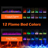 BETELNUT 50" Electric Fireplace Wall Mounted and Recessed with Remote Control, 750/1500W Ultra-Thin Wall Fireplace Heater W/Timer Adjustable Flame Color and Brightness, Log Set & Crystal Options BETELNUT