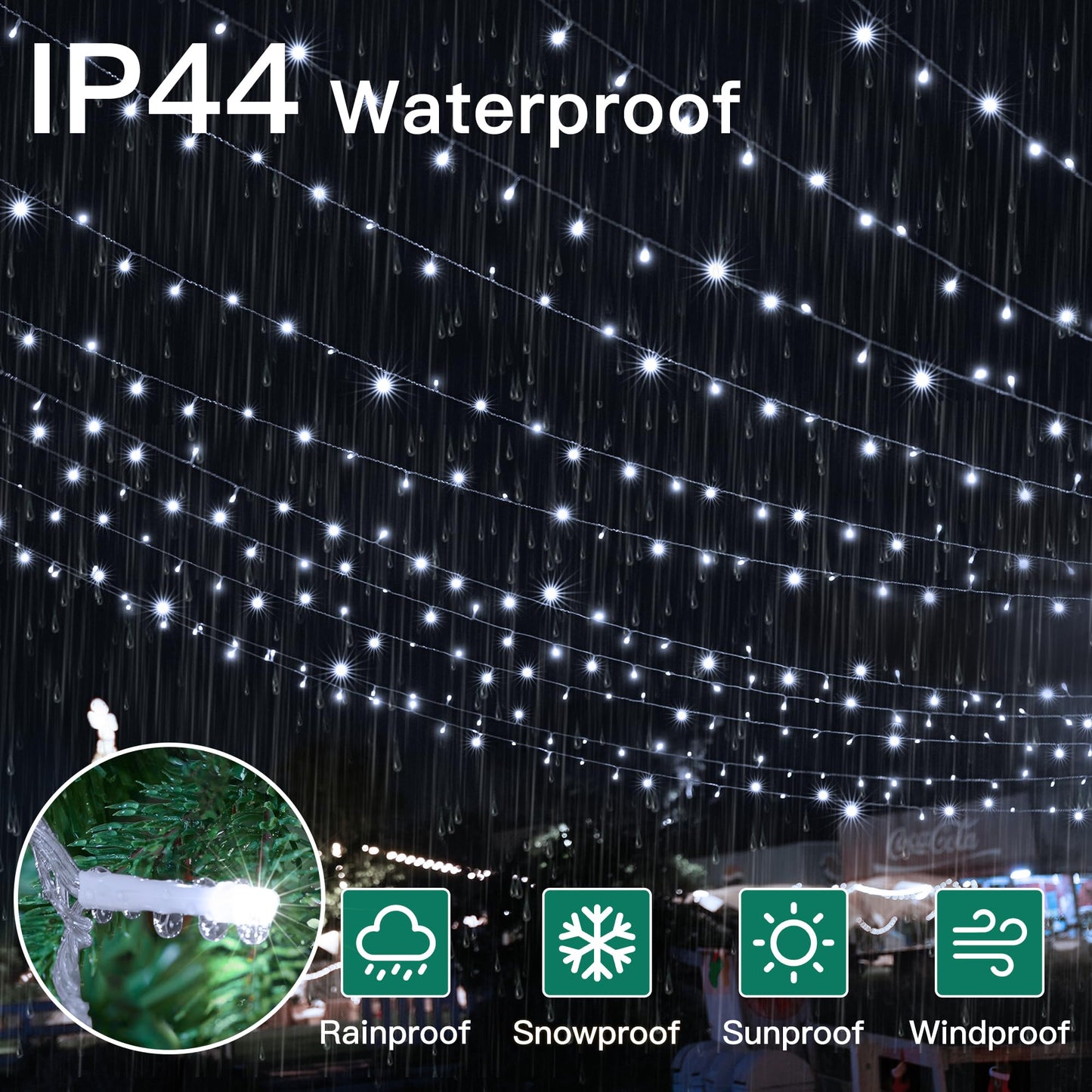 Christmas Lights 328FT 1000LED, Outdoor String Lights with Remote and Timer, Cool White Christmas Lights with 8 Modes Dimmable, Fairy Lights for Wedding Party Home Xmas Holiday Decor