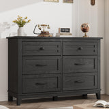 GarveeHome 6 Dresser for Bedroom, 47 in Wide Drawer Dresser with Storage Freestanding, Wooden Closet Storage Chest for Living Room, Bedroom, Entryway, Black GarveeHome