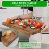 Acacia Wood Cutting Board for Kitchen - Caperci Organic Wooden Chopping Serving Board with Deep Juice Groove for Meat (Butcher Block) Veggies, Fruit and Cheese, 17 x 12" Caperci