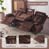 RIHEREFY Velvet Reclining Couch Set, Loveseat Recliner Sofa with Console, Cup Holder, USB & Type C, Massage & Heat, Modern Living Room Furniture, Brown, 82" W x 35.9" D x 42.5" H RIHEREFY