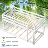 Majnesvon Twin Low Bunk Bed Frame with Slide & Ladder - Solid Wood Design for Kids in White Majnesvon