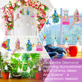 Queekay 4 Pieces Diamond Painting Sun Catcher Tree Ornament DIY Wind Chime Kit Hanging Double Sided Hummingbird Butterfly Cat Peacock Shape Crystal Art Ornament forGarden Decoration Queekay