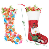 COOLWUFAN Christmas Stockings 4 Pack, 19'' Xmas Stockings with Snowflake Santa Snowman Reindeer Penguin and Plush Faux Fur Cuff Stockings for Stairs Fireplace Hanging Xmas Home Decor COOLWUFAN