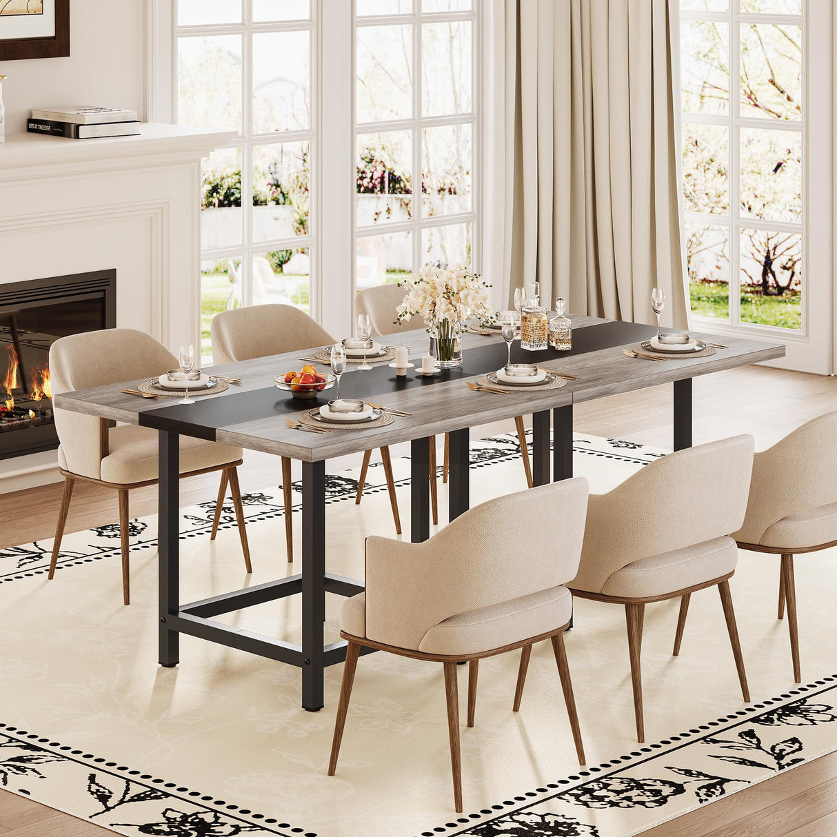 LITTLE TREE 39-Inch Square Small Conference Room Table for 4 People, Wood Computer Desk for Home Office, Small Space (Chair not Included) LITTLE TREE