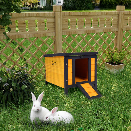 GEGURI Outdoor Cat House Weatherproof, Rabbit Hutch & Indoor Bunny Cage, Wooden Shelter for Feral Cats, Rabbits, Chickens & Small Animals GEGURI