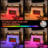 Weyderk 62"Electric Fireplace with Mantel for Living Room or Bedroom, Replaceable 36"Fireplace Insert Heater, Grey Marble Finish with Mantel, 3D Realistic Log and Flame Effect, Remote Control, Timer Weyderk