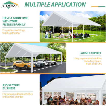 COBIZI 20x30ft Party Tent Heavy Duty, Wedding Tent, Event Tents for Parties, Carpas Para Fiestas with 6 Removable Sidewalls, 20x30 Tent with Built-in Sandbag, UV50+, Waterproof, Carport, White